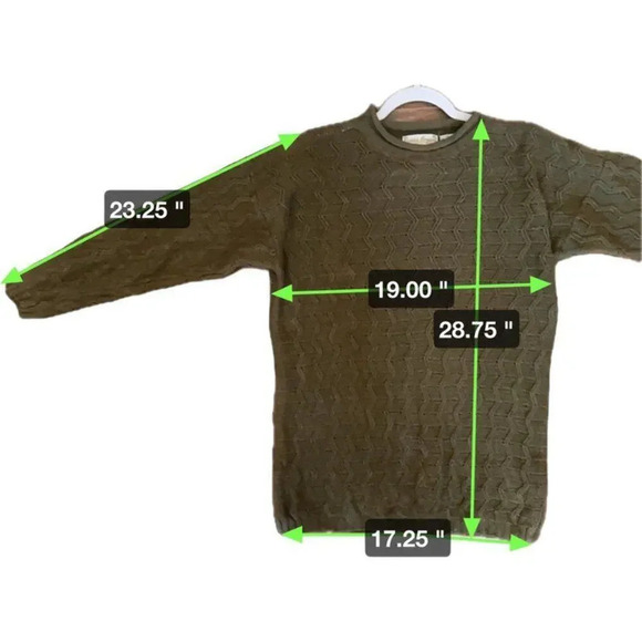 Debbie Morgan Knit Crew Neck Sweater Women’s M Olive Green Long Sleeve‎ Boho - Picture 5 of 5